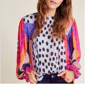 Anthropologie Blnk London Miranda Peasant Blouse Size XS oversized